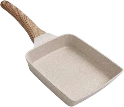 Pannenkoekenpan - Kleine braadpan - Ontbijt bereiden - Marmeren antiaanbaklaag - 19 cm diameter - Beige