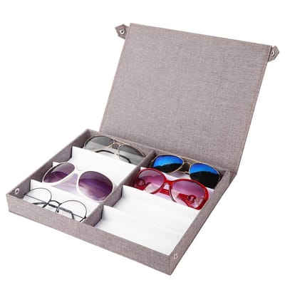 Dailygoods- Opbergdoos Grote Capaciteit - 8 Slots - Bril/Juwelen Organizer - Duurzaam/Linnen - Stofvrij - Perfect Cadeau - Opbergbox