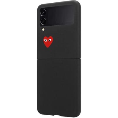 ShieldCase Hoesje geschikt voor Samsung Galaxy Z Flip 3 hoesje met hartje - Hartjespatroon case - Rood Hart - Zwart