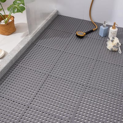 10 STUKS Zuignap Vloermatten Antislip Plastic Mozaïek Badmat voor Keuken Badkamer Grijs grijs
