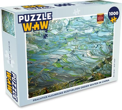 Puzzel Prachtige kleurrijke rijstvelden onder water in China - Legpuzzel - Puzzel 1000 stukjes volwassenen