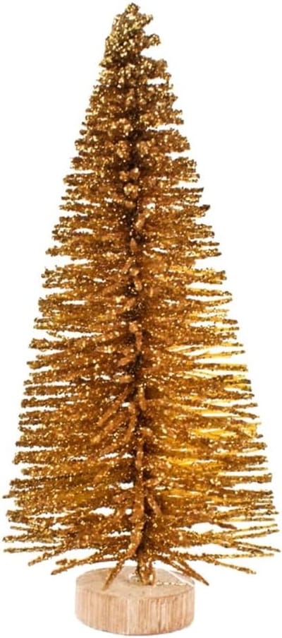 Set van 5 Miniatuur Kerstbomen met Houten Basis - Kunstkerstbomen voor Tafeldecoratie, Ambachten en Feestelijke Versiering