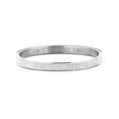 CO88 Collection Sparkle 8CB-90309 Stalen Bangle met Kristallen - One-size (58x49x8 mm) - Zilverkleurig / Wit