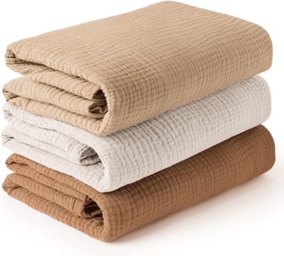 Katoenen Wiegdoeken - 3 stuks – Unisex – Baby Wiegdeken – XXL 47x47 inch – Zacht & Ademend – Voor Jongen & Meisje - Stijl C