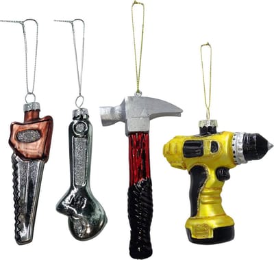 IKO kersthangers/kerstornamenten - gereedschap - 4x stuks - glas