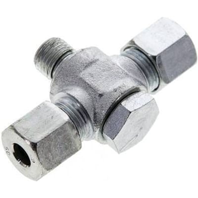 8S & G1/4'' Verzinkt Stalen T-Draaidoorvoer Snijringkoppeling Buitendraad 400bar NBR ISO 8434-1