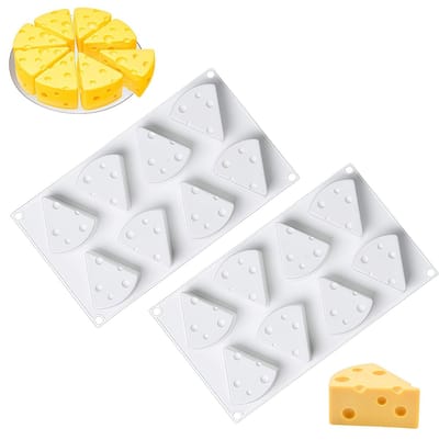 2 stuks - Siliconen mal - Siliconen kaasvorm - Taartdecoratiemal - 3D kaasvorm - 8 holtes - Wit - Geschikt voor het maken van moussetaarten, cheesecakes, Franse desserts, gebak, chocolade, ijs en pudding