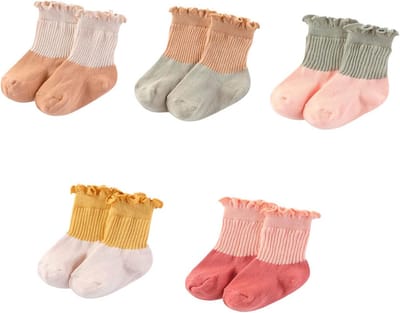 5 Paar Unisex Baby Sokken Katoen voor Pasgeboren Jongen en Meisje