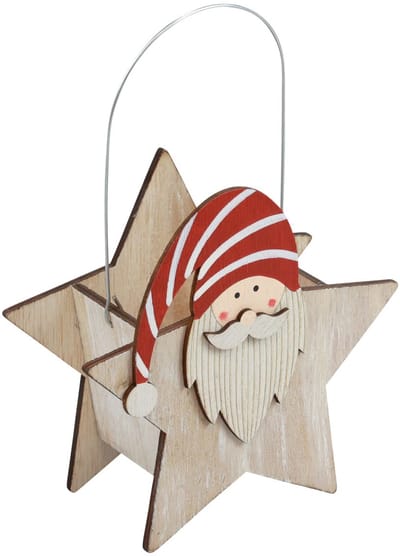 Ster gemaakt van hout kabouter rood witte tafeldecoratie 15,5×6×16,5cm