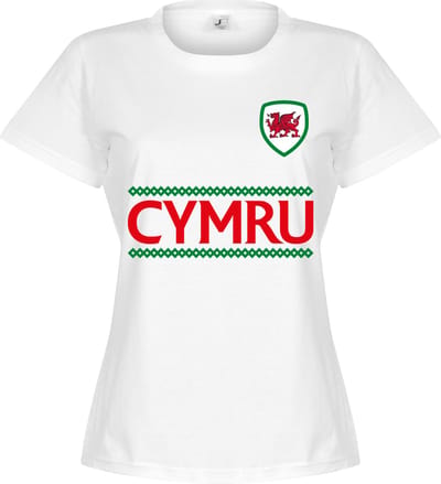 Cymru Reliëf Dames Team T-Shirt - Wit - S