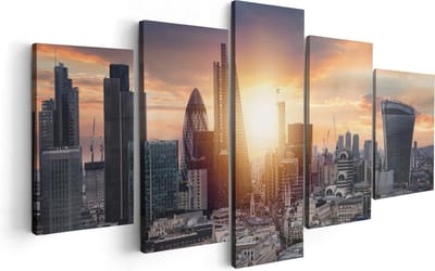 Artaza Canvas Schilderij Vijfluik Londen Stad bij Zonsopgang - 100x50 - Foto Op Canvas - Canvas Print