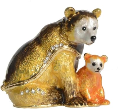 Dieren Sieradendoos - Ringhouder Beeldje - Juwelen Opbergen - Handgeschilderd Metaal - 6x3.9x5.3cm