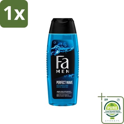 1 x Fa Men - Perfect Wave - 2 in 1 Douchegel & Shampoo - Menthol - 250 ml - Douchegel - Shampoo - Mannen - 2 In 1 - Menthol
