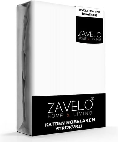 Zavelo Hoeslaken Katoen Strijkvrij Wit-1-persoons (80x200 cm)