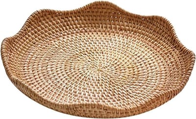 Dailygoods- Fruitmand Handgevlochten - Rotan - Lotusvorm - Multifunctioneel - Duurzaam - Milieuvriendelijk - Dienblad