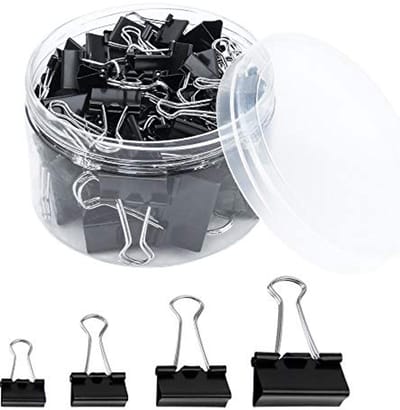 Foldback Beugels - Binder Clips - Metalen Clips - Papier Clips voor Notities - Kantoorbenodigdheden - Zwarte 15mm 19mm 25mm 32mm - 60 stuks