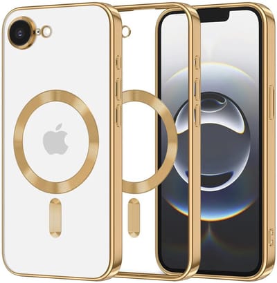 Hoesje geschikt voor Apple iPhone 17e/16e - Techsuit Luxury Crystal Back Cover - Geschikt voor MagSafe - Transparant/Goud