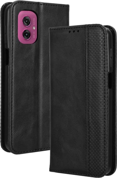 Coverup Hoesje - Geschikt voor Motorola Moto G55 Hoesje - Coverup Vintage Style Book Case - Zwart