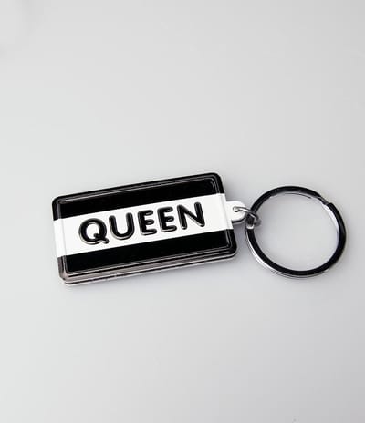 Paper Dreams Sleutelhanger Queen 13,5 X 4,5 Cm Staal Zwart/wit