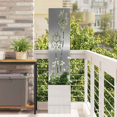 vidaXL - Tuin - Privacy - Scherm - Bloemen - Zilver - 32 - x - 32 - x - 150 - cm