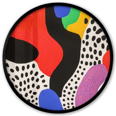 Poster in lijst Rond - Fotolijst 40x40 cm - Posters - Abstract - Vormen - Kleuren - Stippen - Ronde posterlijst zwart - Decoratie - Wanddecoratie woonkamer - Muurdecoratie slaapkamer