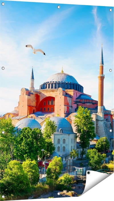 Gards Tuinposter Hagia Sophia Moskee in Istanbul - 80x120 cm - Tuindoek - Tuindecoratie - Wanddecoratie buiten - Tuinschilderij
