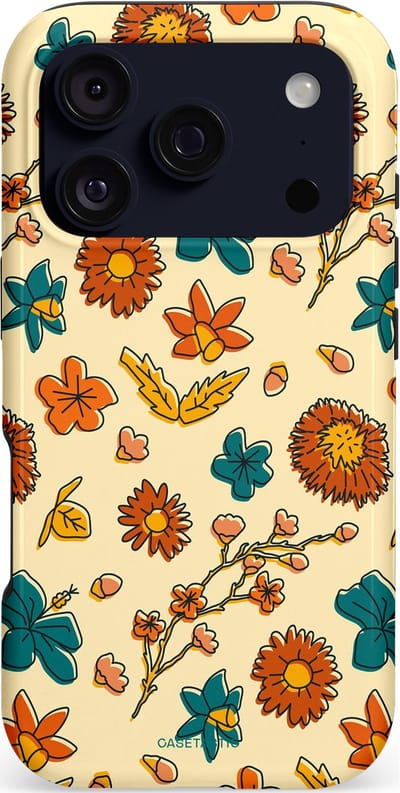 Casetastic hoesje geschikt voor Apple iPhone 17 Pro - MagSafe - Dubbellaagse bescherming - Boranisch veld - Fashion Case - Crème Terracotta Okergeel