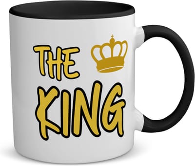 Akyol - the king koffiemok - theemok - zwart - Koning - iemand die zich voelt als een koning - verjaardagscadeau - kroontje - kado - gift - geschenk - 350 ML inhoud