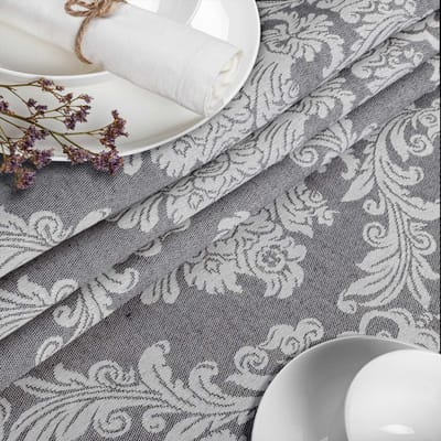 ANRO Tafelkleed Barok ornament Grijs 260x140cm Rechte rand Afwasbaar Waterafstotend Binnen & Buiten