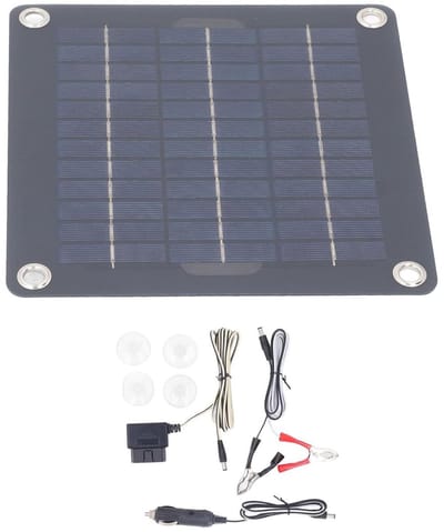 12V 18V 20W Zonne-batterijladerset Monokristallijne Batterijonderhouder voor Campers, Auto's, Boten, Motorfietsen, Boten, 12V Draagbaar Waterdicht Zonnepaneel