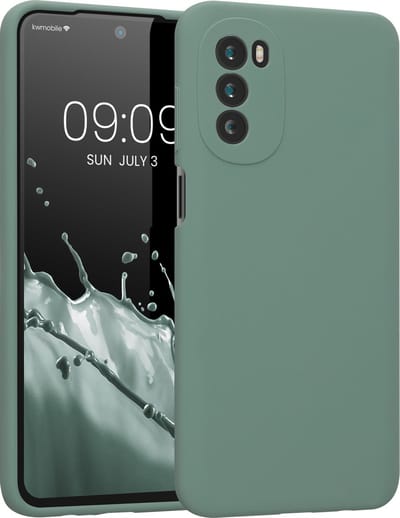 kwmobile telefoonhoesje geschikt voor Motorola Moto G52 / Moto G82 5G - Hoesje met siliconen coating - Smartphone case in dennengroen