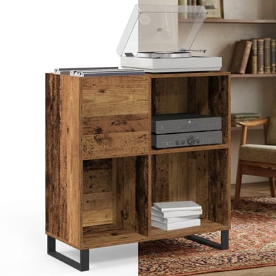 Platenspelermeubel - LP-kast - Platenspelerkast - Draaitafelstandaard - Platenspelerstandaard - Vintage Displayplank - Bruin