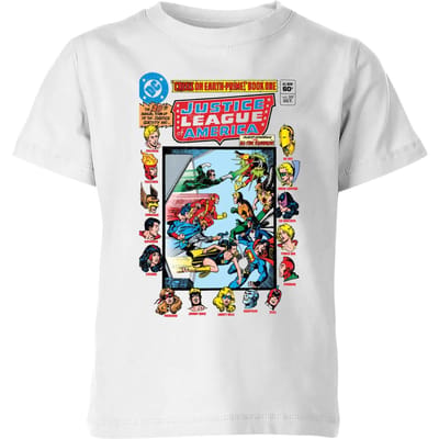 Justice League Crisis On Earth-Prime Cover Kids' T-Shirt - White - 98/104 (3-4 jaar)
