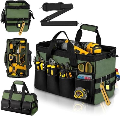 Professionele Tool Organizer met 21 Compartimenten, Stevige Bodem, Verstelbare Schouderriem en Handvat, Ideaal voor Gereedschapopslag en Vakmanschap