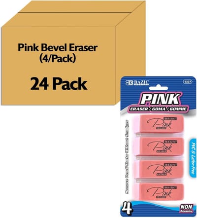 Grote Gummen - Blokgummen Pak - Fouten Corrigeren - Latexvrij Materiaal - 24 Stuks - Roze