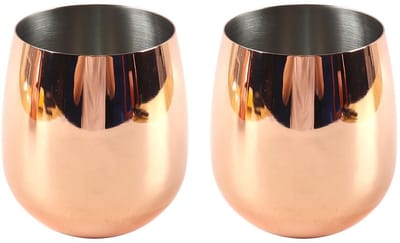 BRENZOOS- Wijnglazen Set - Luxe Koperkleur - Roestvrij Staal 304 - Handvatloos - 560 ml - Breukvast en Draagbaar - Drinkbekers