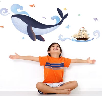 Muurstickers met walvissen en piratenschepen - Decoratieve zelfklevende stickers