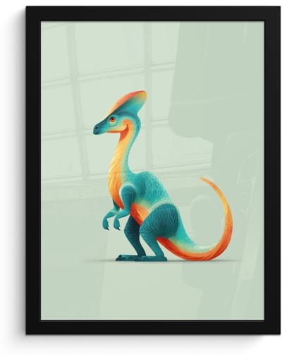 Poster in lijst - Fotolijst 30x40 cm - Posters - Staart - Dino - Minimalistisch - Blauw - Posterlijst zwart - Decoratie - Wanddecoratie woonkamer - Muurdecoratie slaapkamer