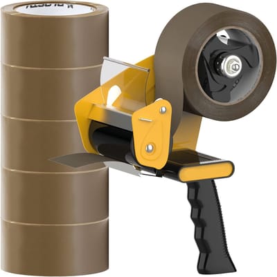 BLOSTM Verpakkingsbanddispenser Met 6 Rollen Tape - Ideaal Voor Verhuizing En Pakketafdichting!
