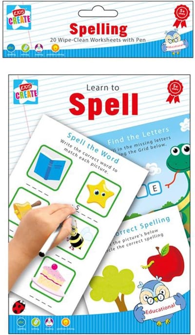 Learn To Spell - spelling schrijven & lees 20 Wipe-Clean werkbladen met pen