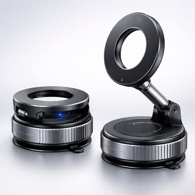 Magnetische autotelefoonhouder met vacuümzuignap – 360° draaibaar & inklapbaar – Geschikt voor iPhone 12 t/m 16 – Auto, fitness & dagelijks gebruik