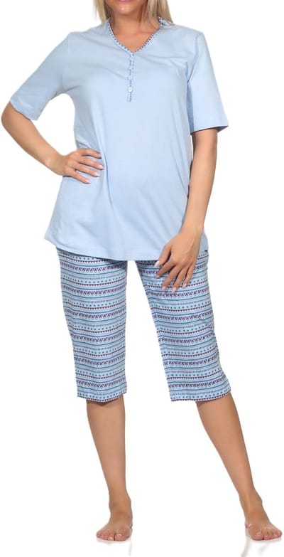 Normann dames capri pyjama met korte mouwen in Ethnolook - Ook in oversizes