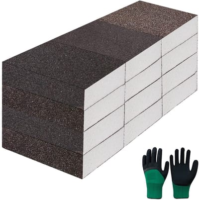 Dailygoods- Schuurblok met steel - Schuurpapier - Polijstblok - Herbruikbaar - 12 stuks - 98 x 68 x 25 mm - Schuurmiddel