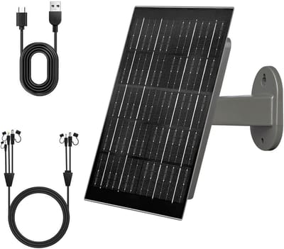 Zonnepaneel Camera - Externe Accu - Buitenbeveiliging - IP66 Waterdicht - 8 Watt 12000 mAh - Zwart