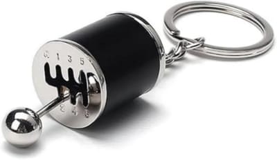 Sleutelhanger versnellingsbak – Schakelpook - Schakelen - Autosleutels - Auto liefhebbers/fanaat - RVS – Cadeau – Zwart met zilver - Jonyx