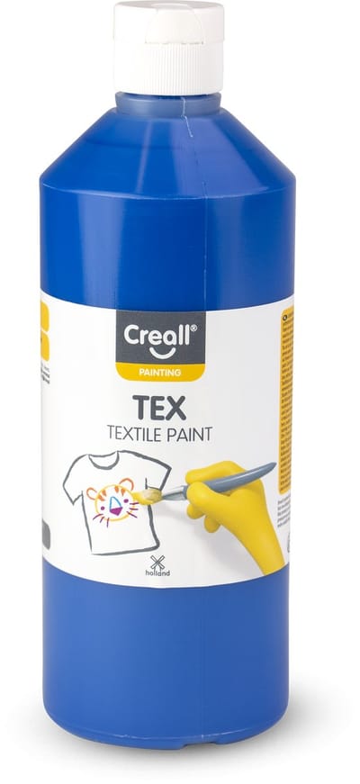 Creall Tex - Textiel- & Stoffenverf - Blauw- 500ml - Machine wasbaar na fixatie - Voor T-shirts, jeans, schoenen, stoffen tassen, meubels en auto-interieurs/hemelbekleding - Gemaakt in NL - Glutenvrij