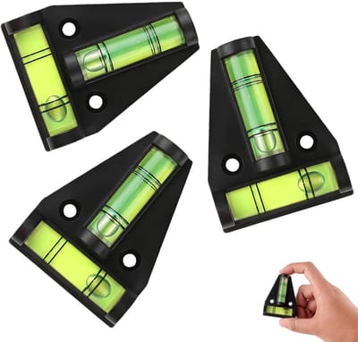 Dailygoods- Waterpas - 3 Stuks - Mini Waterpas - Piramide voor Camping - Precisie Waterpas - ABS-Materiaal - 4,4 x 5,8 cm - Nivelleerwaterpas