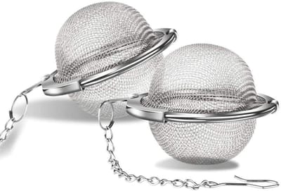 EXCITAT Theezeef - Infuser - Kruidenbol - met ketting - voor losse thee en gemalen kruiden - 2 stuks