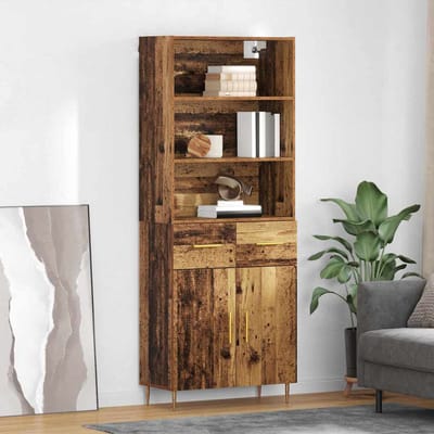 vidaXL - Highboard - Oudhout - 69,5 - x - 34 - x - 180 - cm - Bewerkt - hout