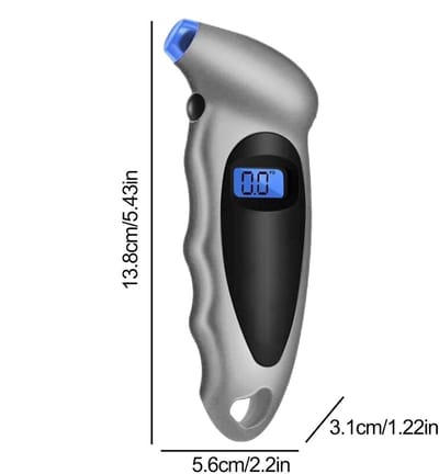 Luchtmeter Bandenspanning - Bandenmeter Digitaal - Veilig Rijden - Verlicht LCD Scherm - 100 PSI - Zilver